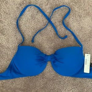 Bright blue underwire bathing suit top